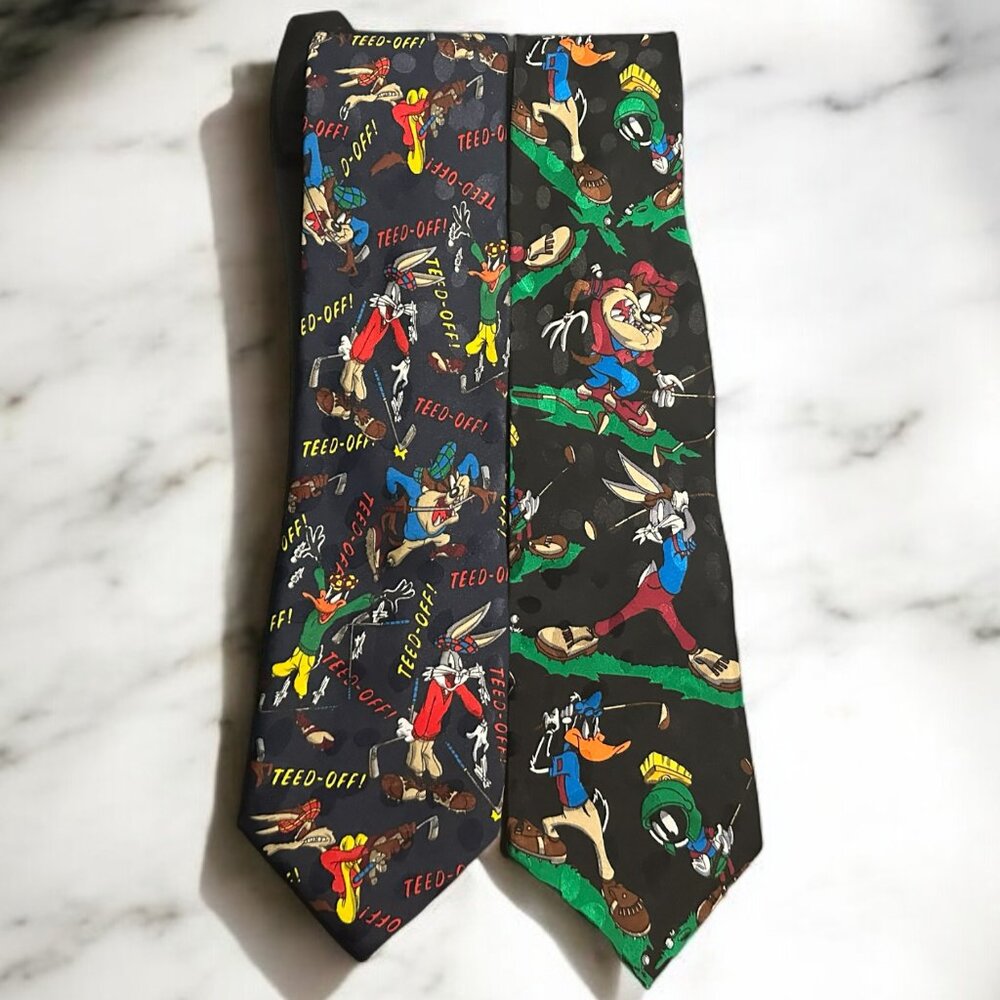 Vintage 1994/1995 Looney Tunes Cartoon Golf Theme‎ Men's Necktie 2 TOTAL